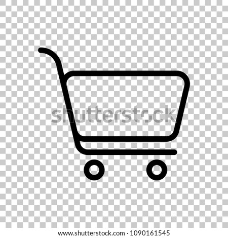 shopping cart icon. Simple linear icon with thin outline. On transparent background.