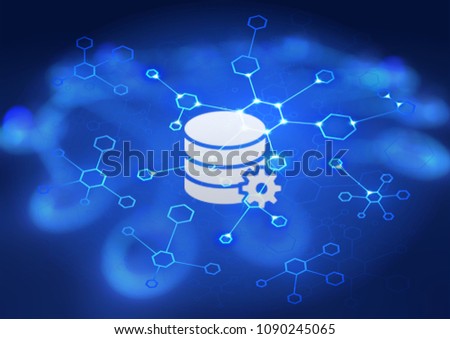 Data storage concept. Cloud technology  datacenter on blue network background.
