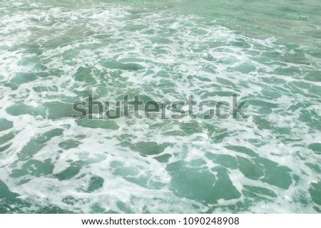 Water sea or ocean on beach. White foam wave on the seah