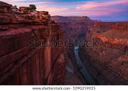 scenic view of Toroweap overlook at sunset  in north rim, grand canyon national park,Arizona,usa. Royalty-Free Stock Photo #1090259015