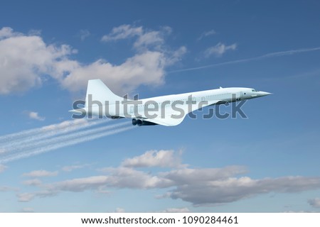 Concorde airplane as representation of generic supersonic plane, symbol of the future of the passenger aviation  Royalty-Free Stock Photo #1090284461