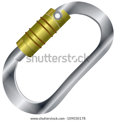 A safety carabiner for mountaineering. Vector illustration.