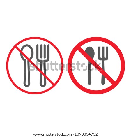 No Eating line and glyph icon, prohibition and forbidden, no food sign vector graphics, a linear pattern on a white background, eps 10.