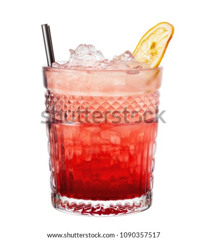 Bramble. Alcohol cocktail isolated on white background Royalty-Free Stock Photo #1090357517