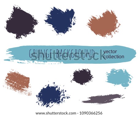 Set of colorful ink vector stains. Grunge brush collection isolated on white