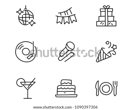party hand drawn icon set design illustration, hand drawn style design, designed web and app