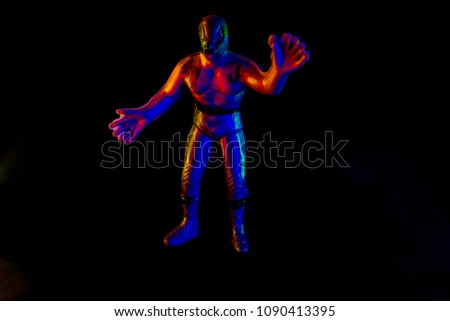 Mexican wrestler plastic toy with multicolor lighting