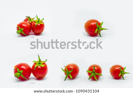 collection of tomatoes isolated on the white background.