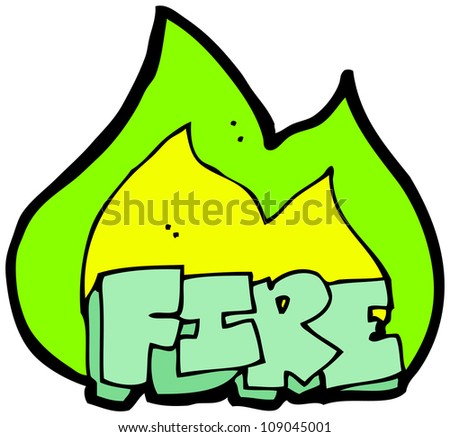 cartoon burning fire sign