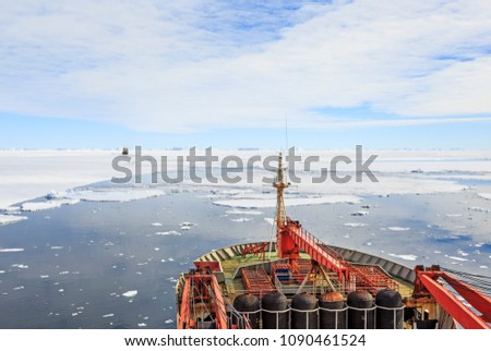 Two cargo ships in the Antarctic