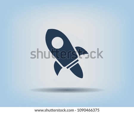 Flying space rocket, vector icon.