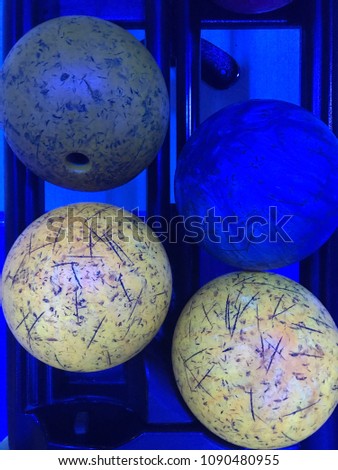 

four balls for bowling. view from above