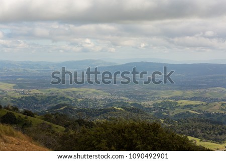 View from Mount Diablo looking west towards East Bay area and ocean