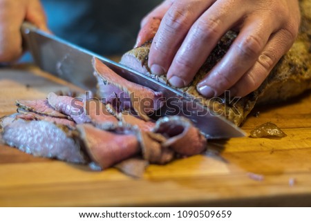Cutting a fresh meat loaf