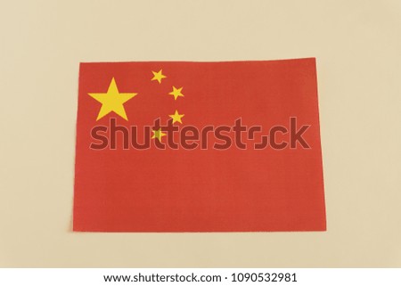 Chinese flag. Top view