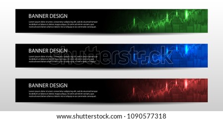 Banners with economic graph with diagrams on the stock market, for business and financial concepts and reports. Vector illustrations.
