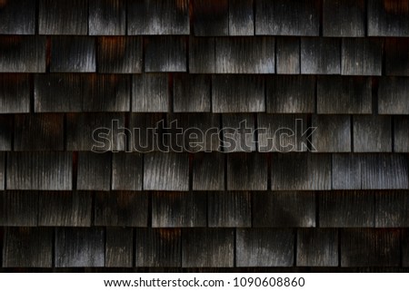 Wooden texture from Saint Benedict Chapel, Sumvitg, Switzerland. Royalty-Free Stock Photo #1090608860