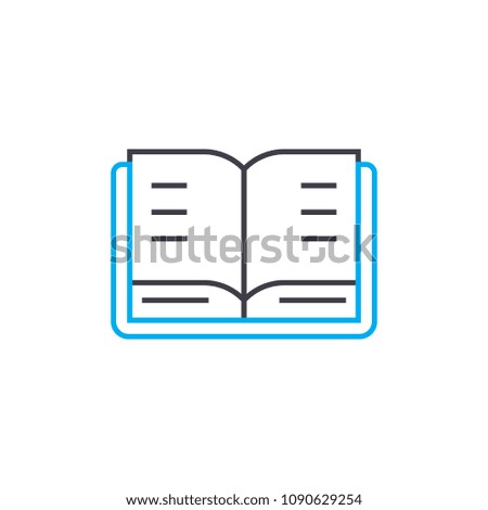 open textbook vector thin line stroke icon. open textbook outline illustration, linear sign, symbol concept.