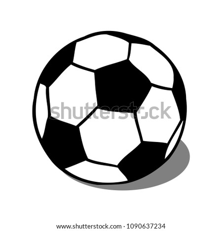 Soccer, football ball with shadow vector illustration isolated over white. Sport game equipment.