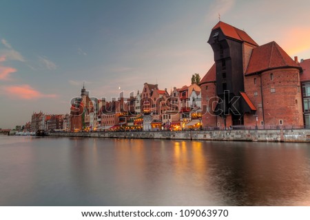 Old town on Motlawa river in Gdansk, Poland