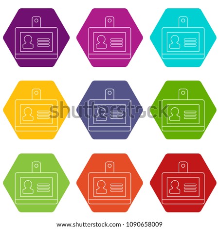 Badge office icons 9 set coloful isolated on white for web