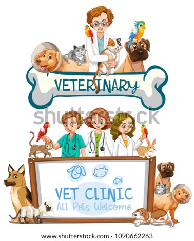 Vet Clinic Banner on White Background illustration