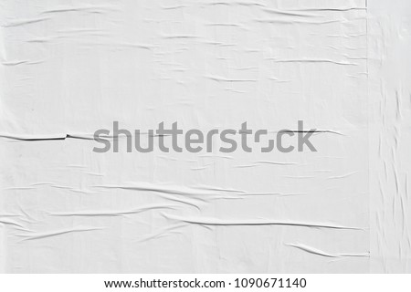 white weathered glued advertising poster Royalty-Free Stock Photo #1090671140