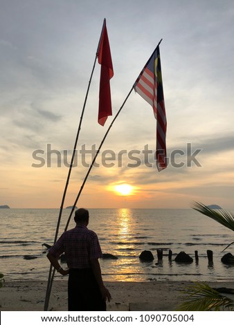 The flag with a man