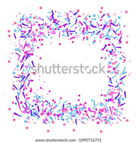Square frame with confetti isolated on white. Geometrical background with multicolored glitters. Pattern for design. Print for polygraphy, posters, banners and textiles. Greeting cards. Luxury texture