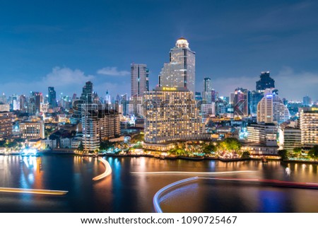 Bangkok skyline at night.	
