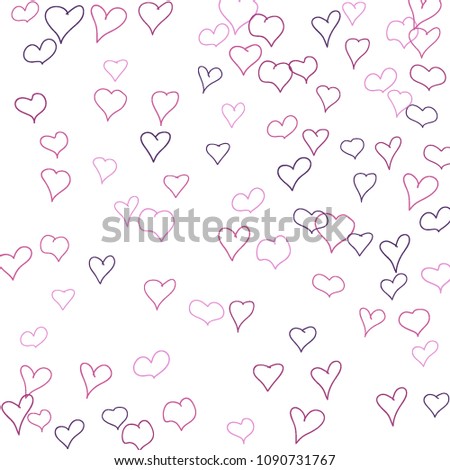 Background with hand drawn hearts. Trendy simple pattern with falling hearts for Valentine cards, posters, banners. Vector holiday background. Romantic love motif. Falling confetti.