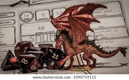 Dungeons and Dragons scene made with miniatures Royalty-Free Stock Photo #1090759115