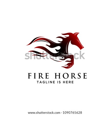 fire Fast speed jump horse logo