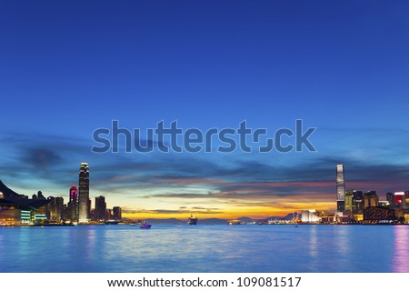 Hong Kong downtown at sunset
