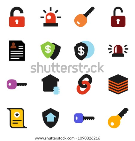 solid vector ixon set - certificate vector, personal information, big data, chain, key, siren, unlock, smart home, protect, dollar shield, password