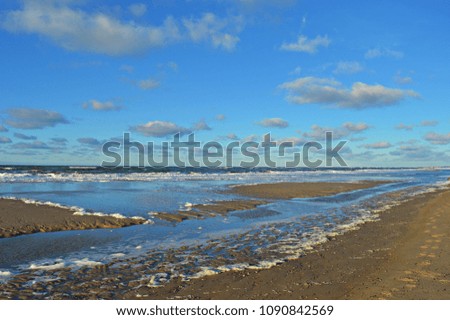 Lonely beach at the northern sea in Winter in Denmark