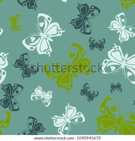 Creative seamless butterfly iterative background isolated on contrast back layer. Nature butterfly repeat theme vector. Wildlife insect fauna backdrop for advert.