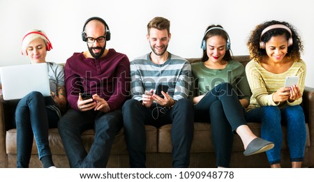 Group of people enjoying music streaming