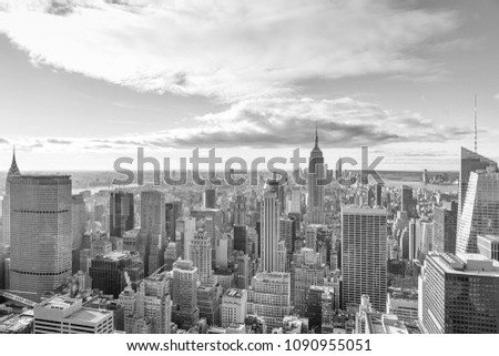 New York, a panoramic view of Manhattan as seen from the top of skyscraper