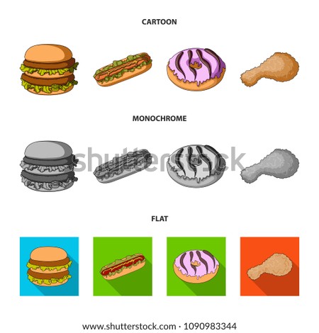 Fast ,food, meal, and other web icon in cartoon,flat,monochrome style.Hamburger, bun, flour, icons in set collection.