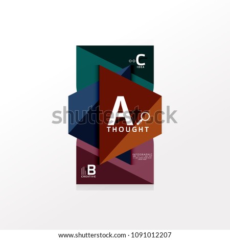 Geometric infographic banner, paper info a b c option diagram created with color shapes. Vector illustration