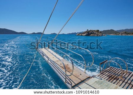 Summer view of the sea from bowsprit