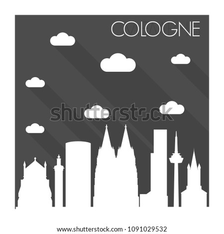 Cologne Germany Skyline City Flat Silhouette Design Background.