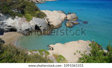 Photo from peaceful small beach in Agia Marina, Aegina island, Saronic gulf, Attica, Greece           