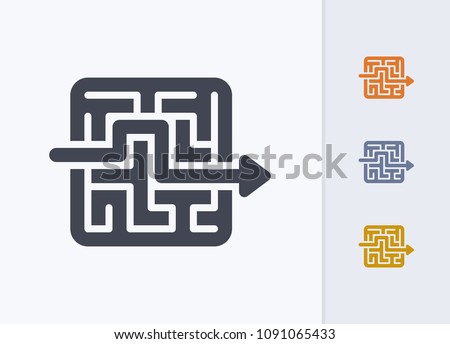 Arrow Through Maze - Pastel Cutwork Icons. A professional, pixel-aligned icon. Royalty-Free Stock Photo #1091065433