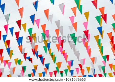colorful pennant isolated, abstract of cerebration, multicolor of flags