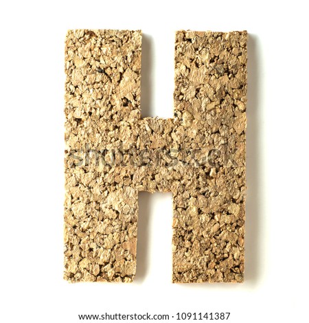 cork.alphabet.letter H on white