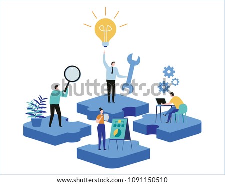 Finding new ideas. problem solving. Vector illustration banner.
Teamwork search for solutions
Miniature people team working
flat cartoon design for web mobile Royalty-Free Stock Photo #1091150510