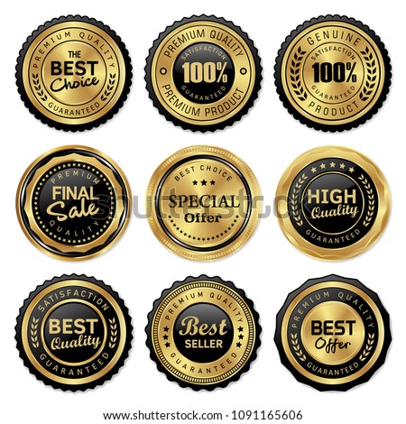 Luxury gold badges and labels premium quality product Royalty-Free Stock Photo #1091165606