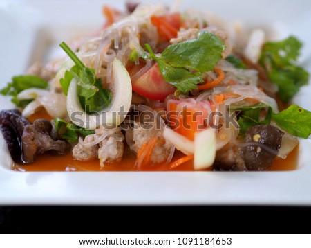 Salad food healthy. Pork Chops vermicelli